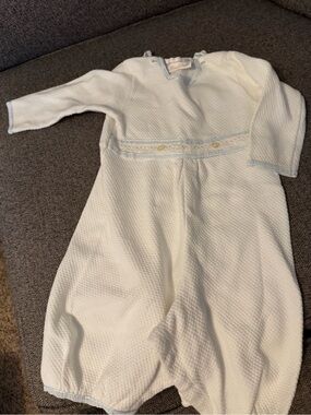 Baby Beau & Belle Quilted White Baptism Christening Romper 12 months